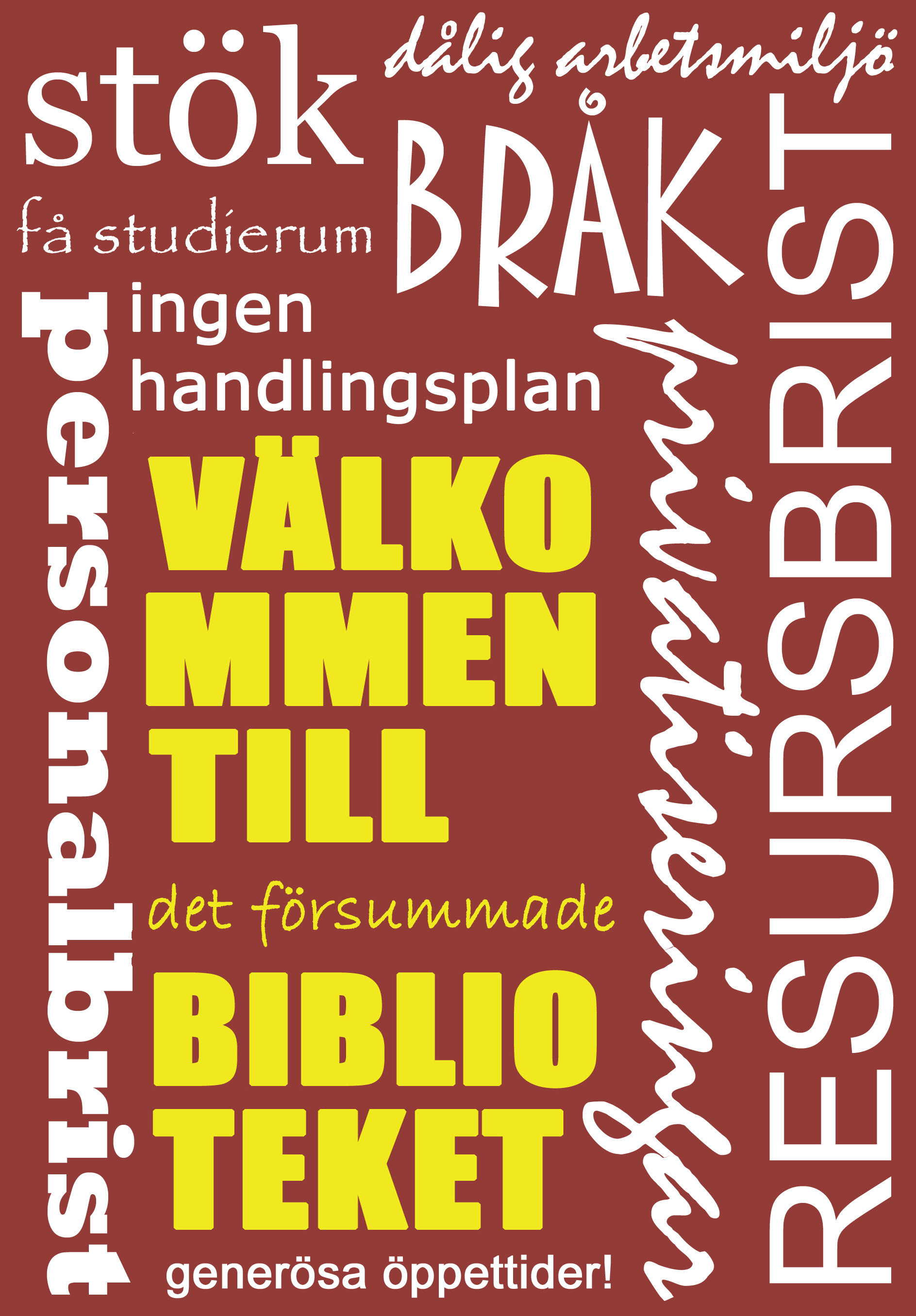 Bibliotekskort med text: Välkommen till det försummade biblioteket