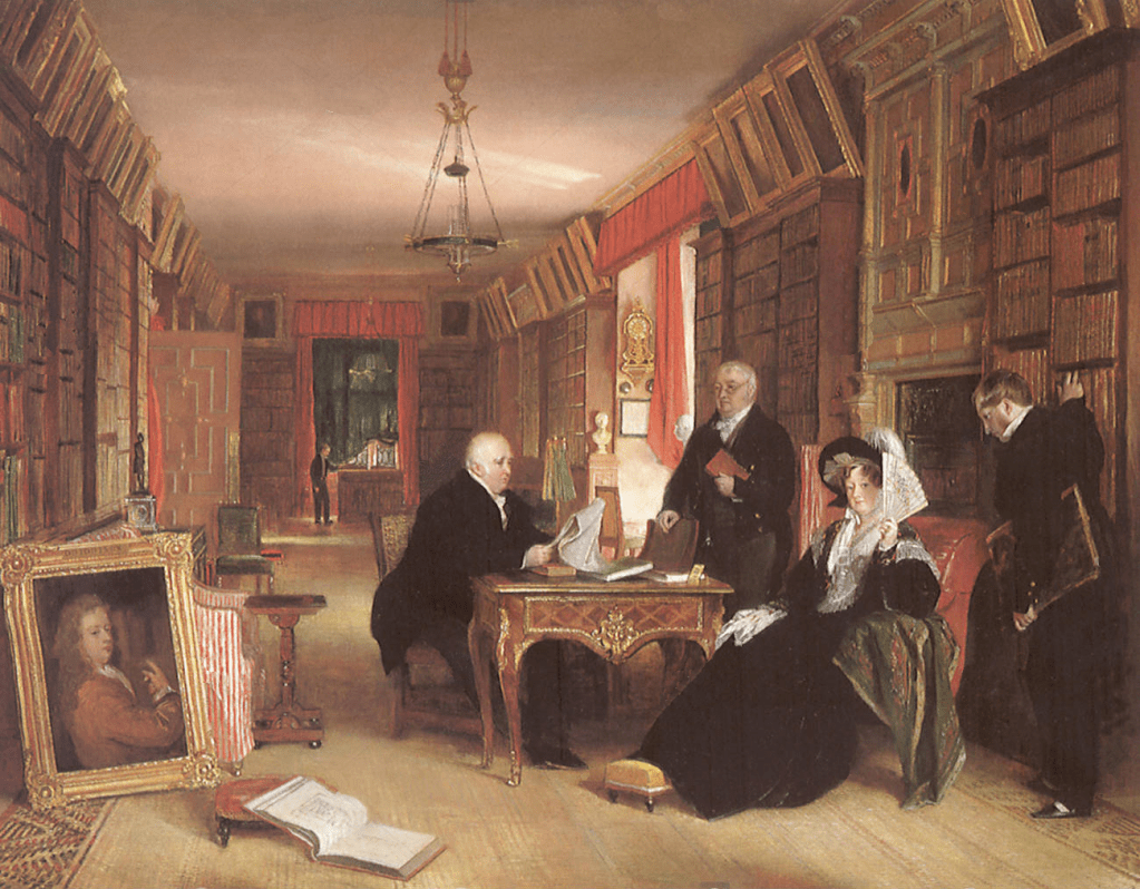 Målning av biblioteket i Holland House, Kensington.